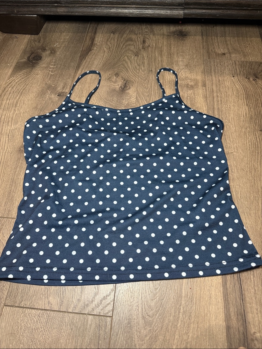 SHEIN Navy and White Polka Dot Spaghetti Strap Camisole